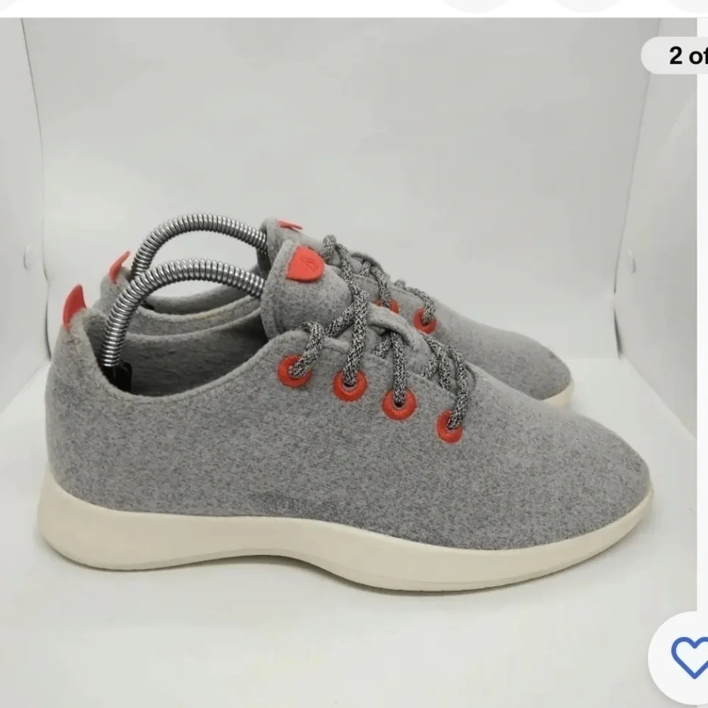 Allbirds Merino Wool Runners Casual Sneakers Shoes Grey Orange Size 10 - Picture 4 of 10